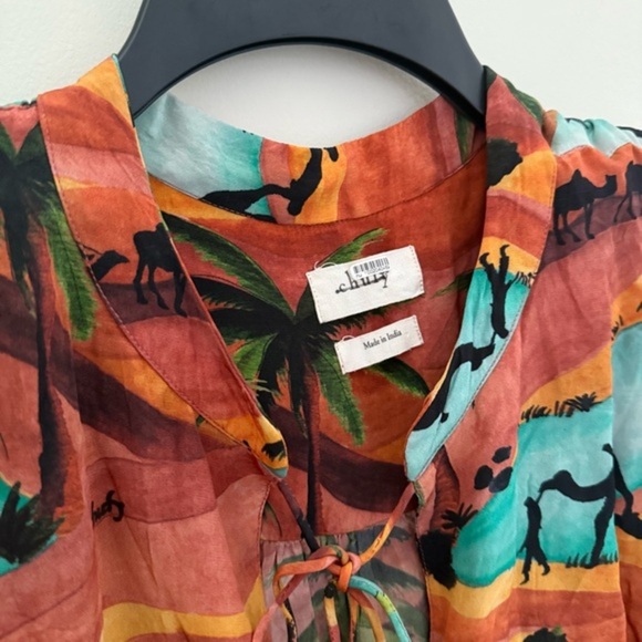 Chufy Anthropologie Made in India Orange Camel Desert Oasis Kaftan Maxi Dress - Picture 3 of 16